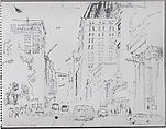 Sketch for the painting "Near Union Square, Looking Up Park Avenue", Fairfield Porter  American, Pen and black ink on paper