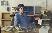 Self-Portrait with Books, Ephraim Rubenstein  American, Oil on canvas