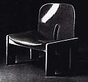 "925" Side Chair, Afra Scarpa Italian, Walnut stained walnut frame with leather upholstery over molded plywood shell