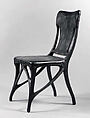 Side chair, Eugène Gaillard (French, Paris 1862–1933 Paris), Walnut, leather, brass nails