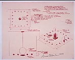 Installation Diagram for Sunshine Room, Dennis Oppenheim American, Red line print