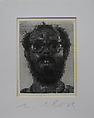 Self-Portrait, Chuck Close  American, Photoengraving, printed chine collé, mounted in two-flap paper folder with black ink