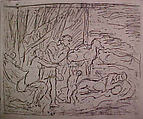 Cephalus and Aurora (#1), from ¦The Poussin Project: A Series of Prints after Nicolas Poussin¦, Leon Kossoff  British, Etching