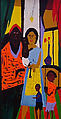 Study for Mural at Boys and Girls High School, Bedford-Stuyvesant, Brooklyn, Vincent D. Smith (American, Brooklyn, New York 1929–2003 New York), Opaque watercolor on four cardboard panels mounted on boards