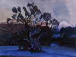 Westbury: Winter, Blue, Graham Nickson  British, Watercolor on paper