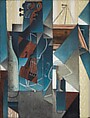 Violin and Engraving, Juan Gris (Spanish, Madrid 1887–1927 Boulogne-sur-Seine), Oil, sand, collage on canvas