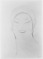 Head of a Woman, Smiling, Gaston Lachaise American, Crayon on paper