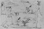 Bathers at the Beach, Salvador Dalí  Spanish, Brush and black ink and opaque watercolor on illustration board