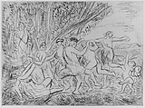 Bacchanal Before a Herm, from ¦The Poussin Project: A Series of Prints after Nicolas Poussin¦, Leon Kossoff  British, Etching