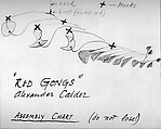 Red Gongs (assembly directions), Alexander Calder  American, Colored pencil, black ink, and graphite on paper
