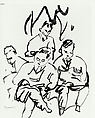 Four Men, Jules Pascin  American, born Bulgaria, Brush and black ink on paper