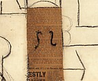 Man with a Hat and a Violin, Pablo Picasso (Spanish, Malaga 1881–1973 Mougins, France), Cut and pasted newspaper, and charcoal, on two joined sheets of paper