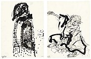Untitled, Georg Baselitz  German, Brush and black ink on two sheets of paper (diptych)