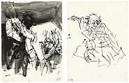 Untitled, Georg Baselitz  German, Diptych; ink on paper