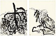 Untitled, Georg Baselitz  German, Diptych; black ink and ink wash on paper