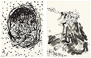 Untitled, Georg Baselitz  German, Diptych; black ink and ink wash on paper