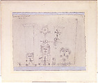 In Memory of an All-Girl Band, Paul Klee  German, born Switzerland, Ink, and graphite on paper, bordered with metallic paint and ink, mounted on paperboard