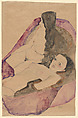 Two Reclining Nudes, Egon Schiele Austrian, Watercolor and graphite on paper