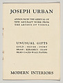 Joseph Urban Announces the arrival of new Artcraft work from the Artists of Vienna Modern Interiors, Joseph Urban (American (born Austria), Vienna 1872–1933 New York), Color lithograph (cover); photomechanical print (three bifolios)