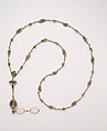 Lorgnette and chain, René-Jules Lalique (French, Aÿ 1860–1945 Paris), Gold, enamel, diamonds, jade, glass