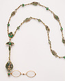 Lorgnette and chain, René-Jules Lalique (French, Aÿ 1860–1945 Paris), Gold, enamel, diamonds, jade, glass
