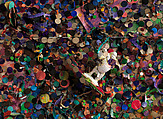 Memory Test: Free, White & Plastic (#114), Howardena Pindell (American, born Philadelphia, Pennsylvania, 1943), Punched painted paper, cut and pasted painted paper, nails, watercolor, acrylic paint, opaque watercolor, thread, and plastic on matboard on board mounted on matboard