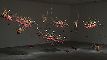 Seven ponds and a few raindrops, Ranjani Shettar (Indian, born Bangalore, 1977), Muslin, stainless steel, tamarind and natural dyes