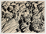 States of Mind: Those Who Go, Umberto Boccioni  Italian, Brush and black ink over graphite on paper