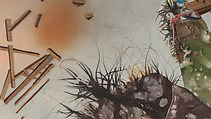 My Strength Lies, Wangechi Mutu (Kenyan-American, born Nairobi, 1972), Ink, acrylic, photomechanically printed cut and pasted paper, contact paper, metallic sequin and glitter on two mylar sheets