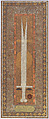 Untitled (Sword of Ali), Faramarz Pilaram Iranian, Metallic paints, black ink stamps, graphite, oil pastel, and red paint on paper, Persia, Iran, Middle East