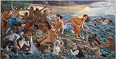 mistikôsiwak (Wooden Boat People): Welcoming the Newcomers, Kent Monkman  Canadian, Acrylic on canvas
