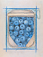 Mixed Blueberries, Joe Brainard (American, Salem, Arkansas 1942–1994 New York), Colored pencils, watercolor, and graphite with collage of cut paper with opaque watercolor on paper