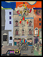The Block, Romare Bearden (American, Charlotte, North Carolina 1911–1988 New York), Collage of cut and torn printed, colored, painted and metallic papers with graphite, porous-point pen, watercolor, opaque watercolor, and ink on Masonite