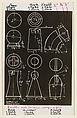 Design for Chess Pieces, Man Ray (American, Philadelphia, Pennsylvania 1890–1976 Paris), Contact print and pen and red ink with graphite on photographic paper