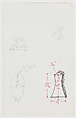 Design for Chess Pieces, Man Ray (American, Philadelphia, Pennsylvania 1890–1976 Paris), Contact print and pen and red ink with graphite on photographic paper