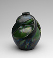 Vase with black whiplash handles, Max Läuger German, Glazed earthenware, German, Kandern
