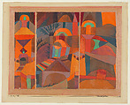 Temple Gardens, Paul Klee German, born Switzerland, Gouache and traces of ink on three sheets of paper, mounted on paper, mounted on paperboard