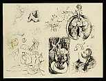Sheet of Studies, Jackson Pollock American, Pen and black ink and watercolor pencils on paper