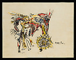 Untitled, Jackson Pollock American, Brush and black ink and colored pencils on paper