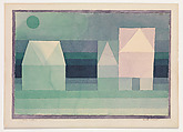 Three Houses, Paul Klee German, born Switzerland, Watercolor on paper, bordered with watercolor, mounted on cardboard