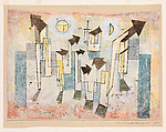 Mural from the Temple of Longing ↖Thither↗, Paul Klee German, born Switzerland, Watercolor and transferred printing ink on gesso on fabric mounted on cardboard