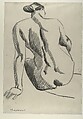 Seated Nude, Back-View, Henri Gaudier-Brzeska  French, Charcoal on paper