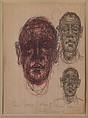 Studies of Diego, Alberto Giacometti Swiss, Red ballpoint pen and pen and black ink on paper