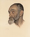 Leon Chestov, the Philosopher, Savely Sorine  Russian, Black and brown chalks, graphite, and watercolor over black ink wash on paper