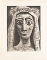 Jacqueline Dressed as a Bride Full Face I, Pablo Picasso  Spanish, Aquatint and drypoint
