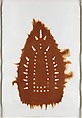 Man Spirit Mask, Willie Cole (American, born Newark, New Jersey, 1955), Left panel: Photo-etching, embossing and hand coloring
Middle panel: silkscreen with lemon juice and scorching
Right panel: photo etching and woodcut
