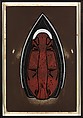 Man Spirit Mask, Willie Cole (American, born Newark, New Jersey, 1955), Left panel: Photo-etching, embossing and hand coloring
Middle panel: silkscreen with lemon juice and scorching
Right panel: photo etching and woodcut
