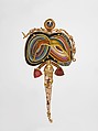 "Faberge's Twins" Brooch, William Harper American, 14K and 24K gold, gold cloisonné enamel on fine silver, sterling silver, tourmalines, and pearl