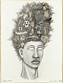 Nappy Head #1, Alison Saar  American, Graphite and cut and pasted printed papers on paper