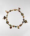"Magic Beads" Necklace, William Harper American, 14K gold, 24K gold, gold cloisonné on silver and gold